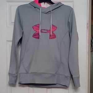 Under Armour Gray Hoodie with Pink Emblem
